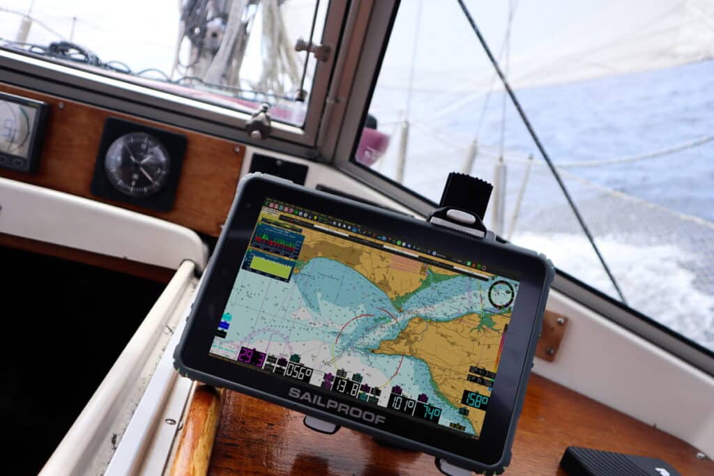 Sailor using qtVlm during an offshore passage to maintain full control and optimize navigation