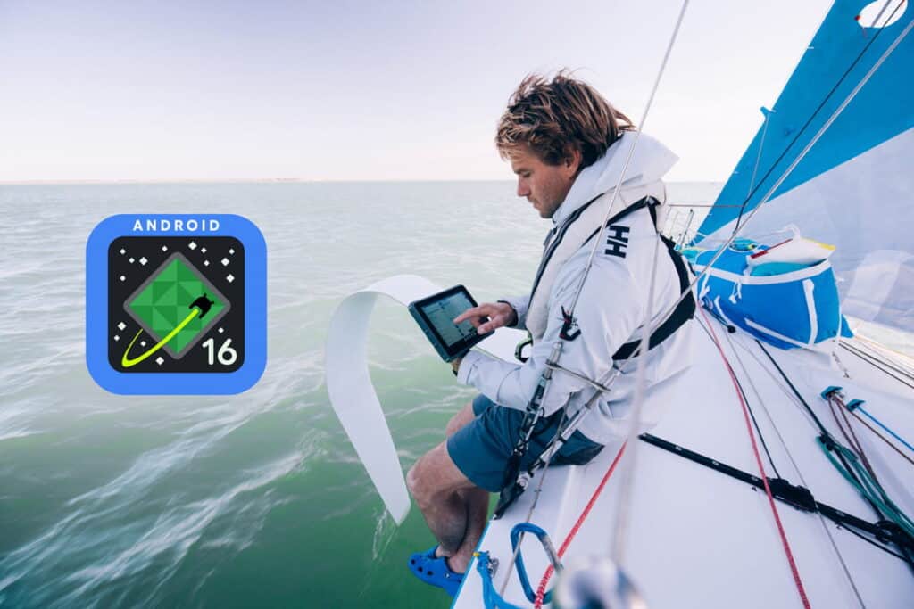 Tablet SailProof + logo Android 16